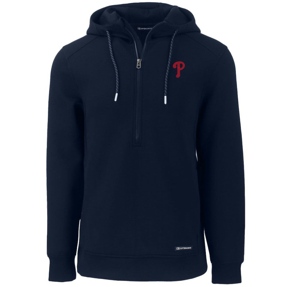 Philadelphia Phillies Cutter & Buck Roam Eco Half-Zip Recycled Pullover Hoodie Navy