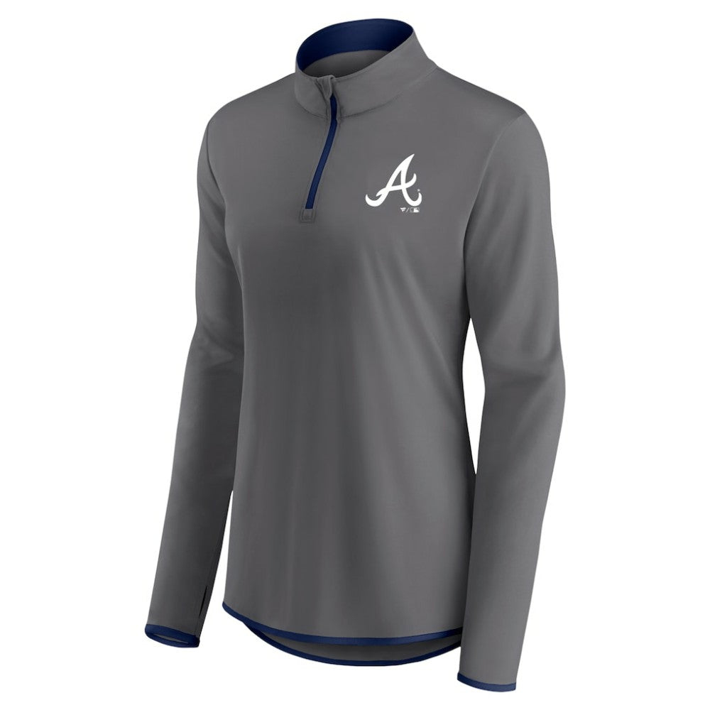 Atlanta Braves Profile Women's Plus Size Quarter-Zip Jacket Charcoal