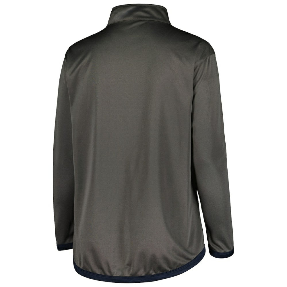 New York Yankees Profile Women's Plus Size Quarter-Zip Jacket Charcoal