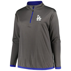 Los Angeles Dodgers Profile Women's Plus Size Quarter-Zip Jacket Charcoal
