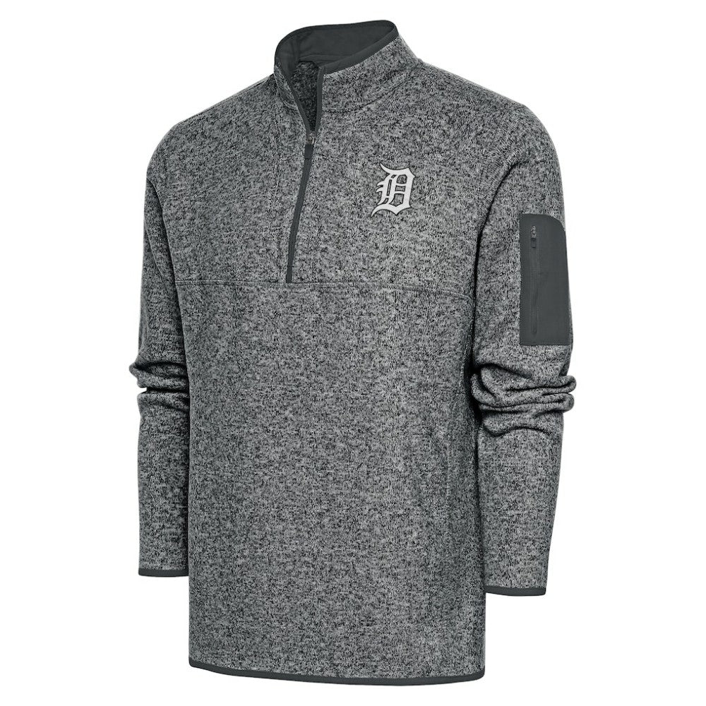 Detroit Tigers Antigua Metallic Fortune Quarter-Zip Pullover Jacket Graphite