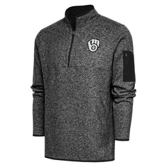 Milwaukee Brewers Antigua Metallic Fortune Quarter-Zip Pullover Jacket Heather Black