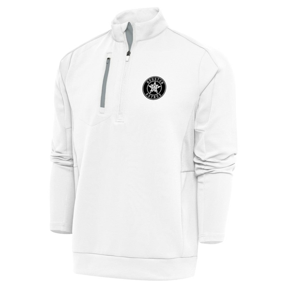 Houston Astros Antigua Metallic Generation Quarter-Zip Pullover Top White