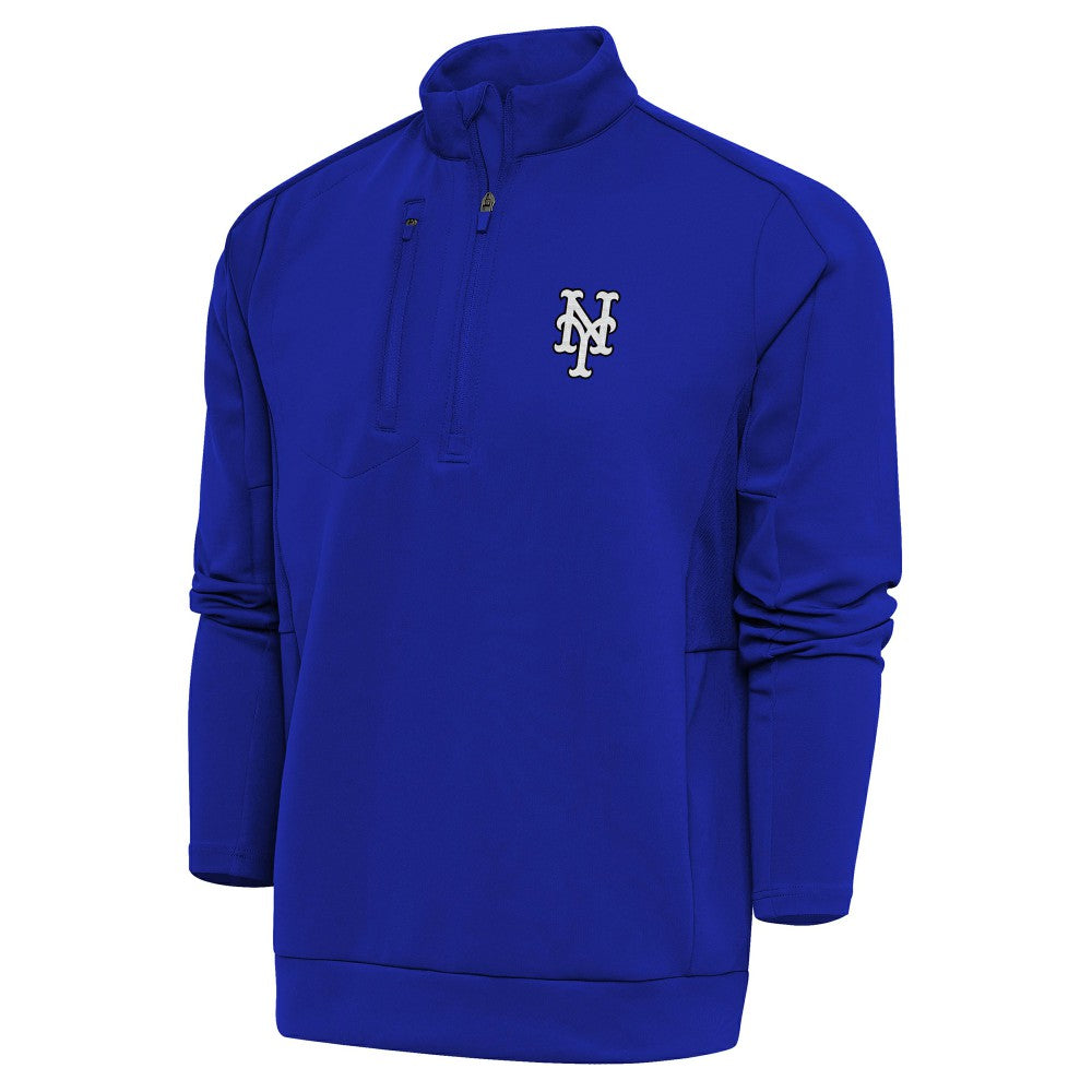 New York Mets Antigua Metallic Generation Quarter-Zip Pullover Top Royal | New Era