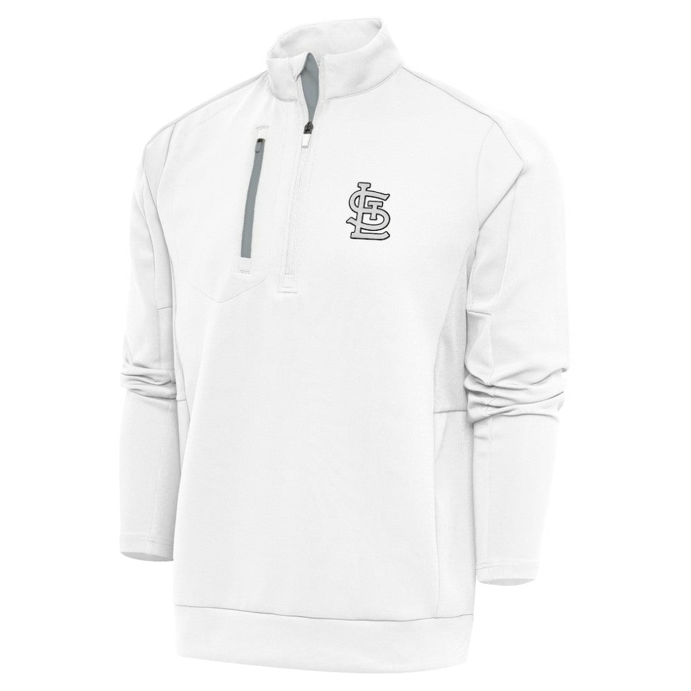 St. Louis Cardinals Antigua Metallic Generation Quarter-Zip Pullover Top White