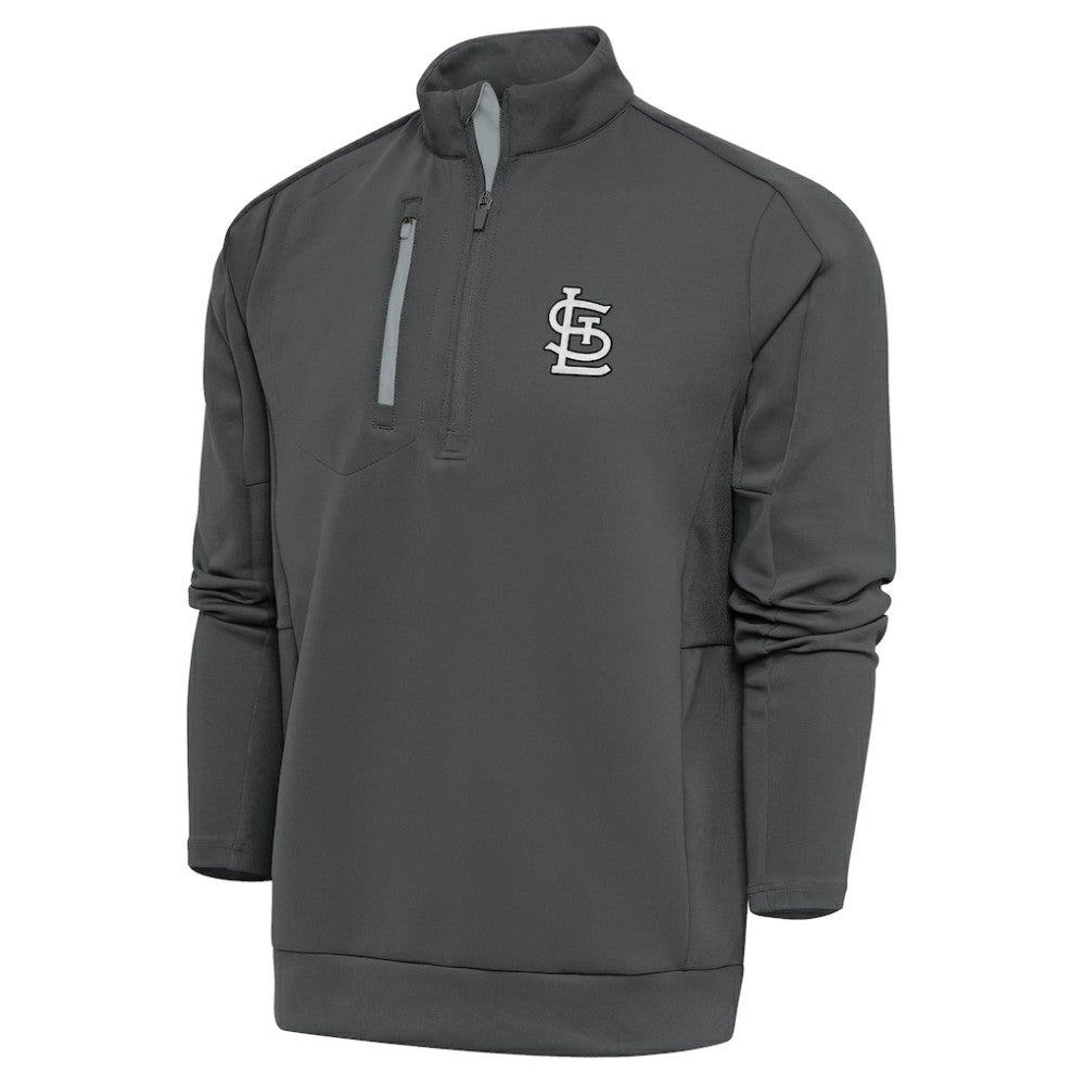 St. Louis Cardinals Antigua Metallic Generation Quarter-Zip Pullover Top Gray