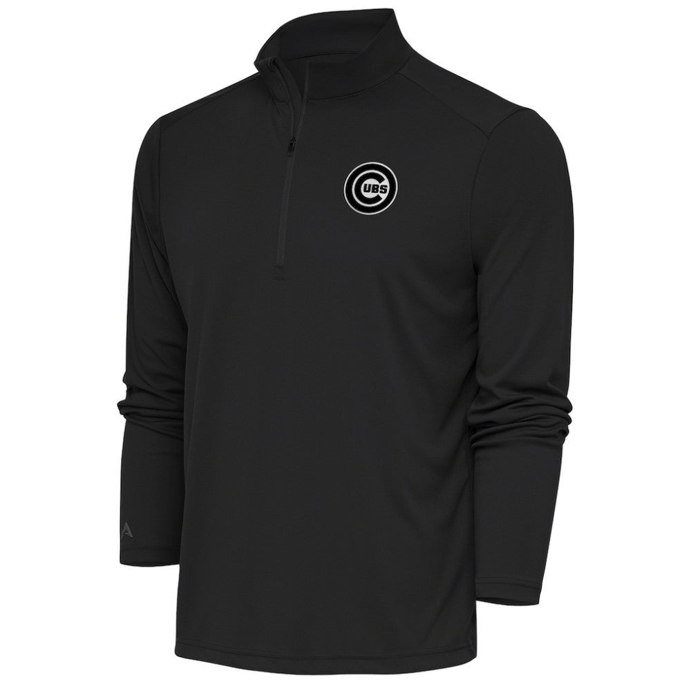 Chicago Cubs Antigua Metallic Tribute Quarter-Zip Top Charcoal