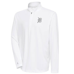 Detroit Tigers Antigua Metallic Tribute Quarter-Zip Top White