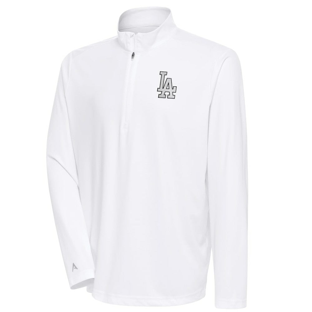 Los Angeles Dodgers Antigua Metallic Tribute Quarter-Zip Top White