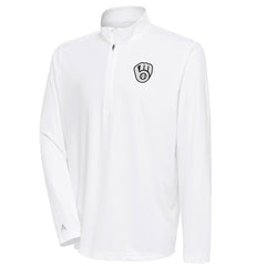 Milwaukee Brewers Antigua Metallic Tribute Quarter-Zip Top White