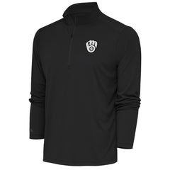 Milwaukee Brewers Antigua Metallic Tribute Quarter-Zip Top Charcoal