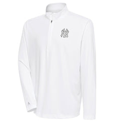 New York Yankees Antigua Metallic Tribute Quarter-Zip Top White