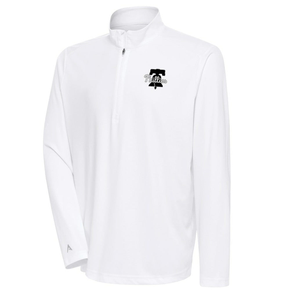 Philadelphia Phillies Antigua Metallic Tribute Quarter-Zip Top White
