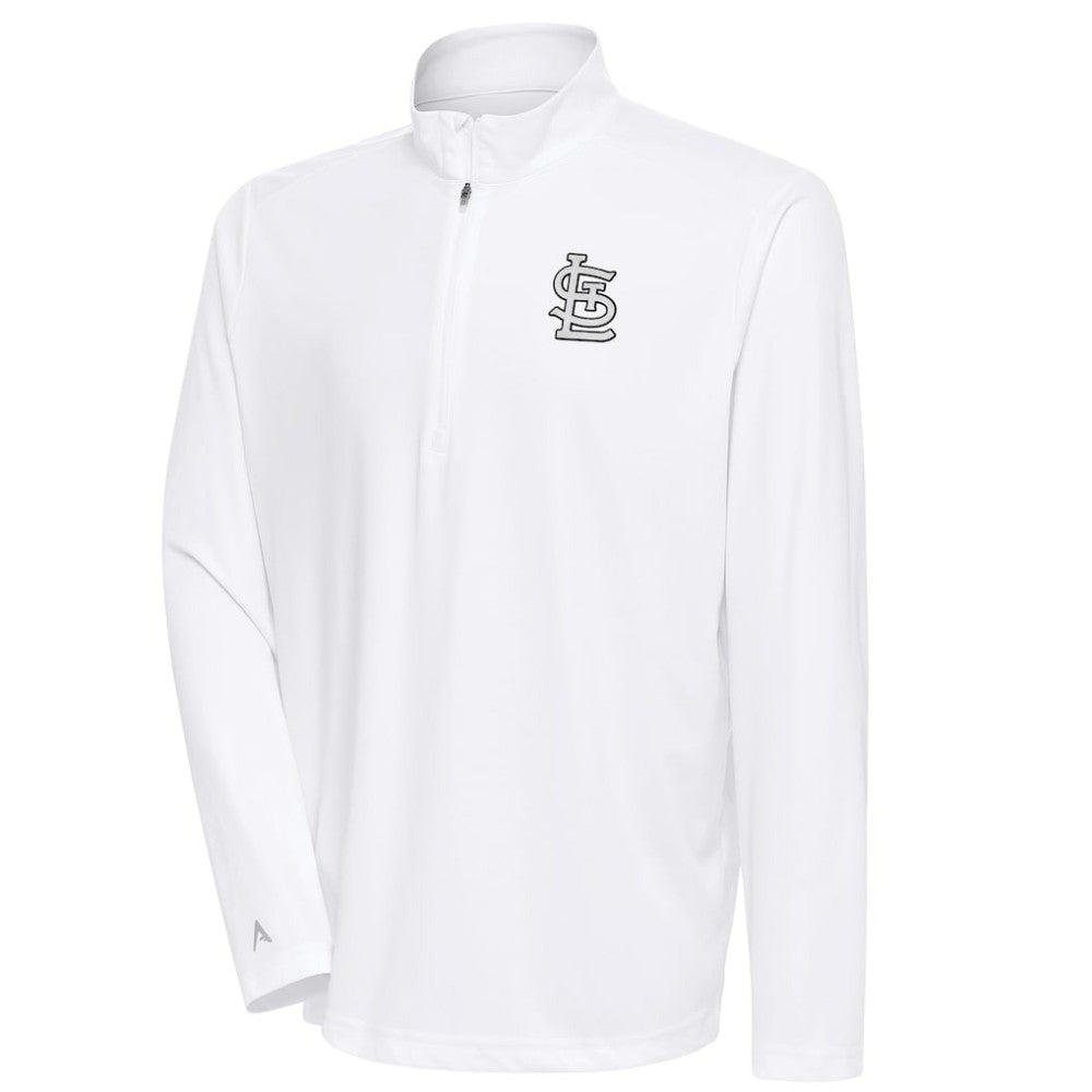 St. Louis Cardinals Antigua Metallic Tribute Quarter-Zip Top White