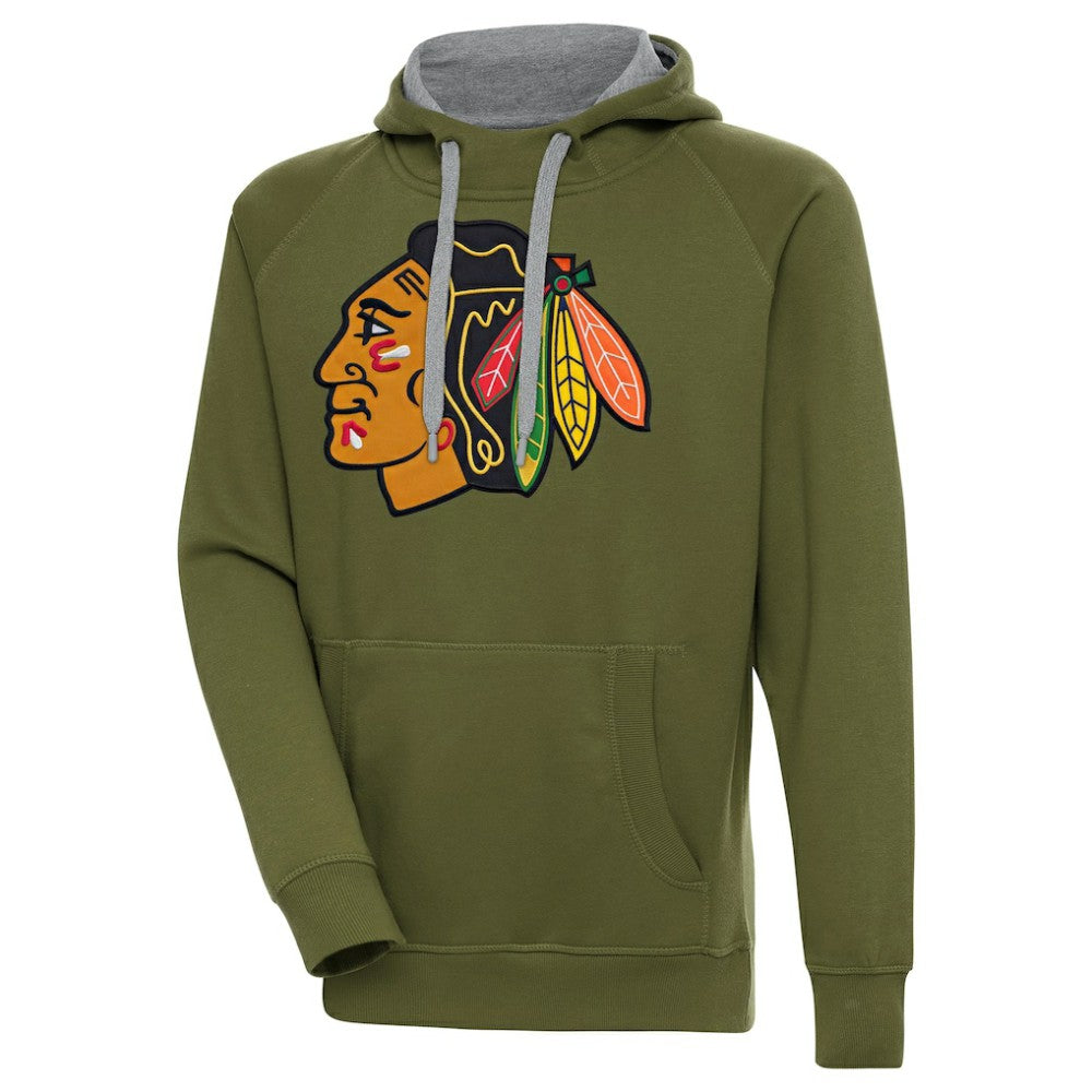 Chicago Blackhawks Antigua Victory Pullover Hoodie Olive