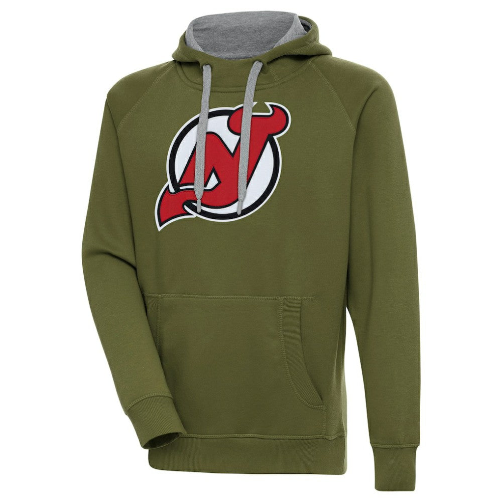 New Jersey Devils Antigua Victory Pullover Hoodie Olive