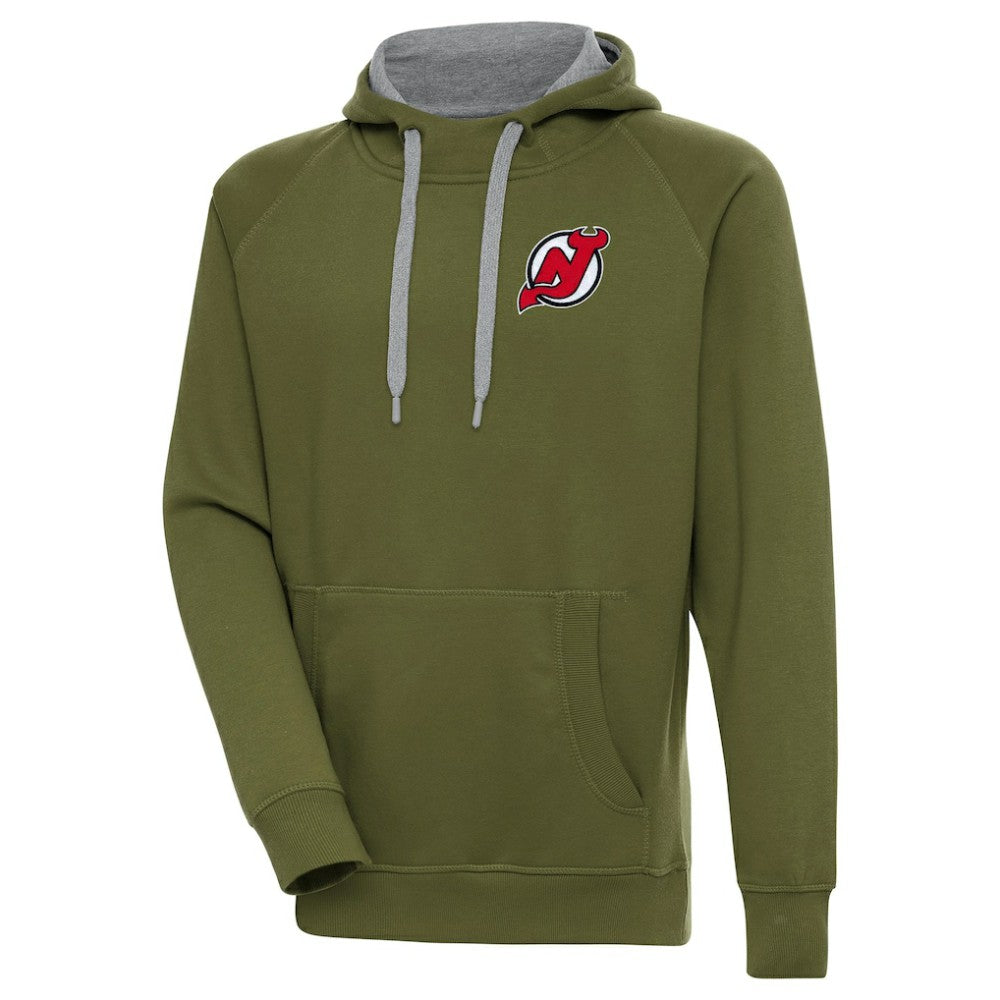 New Jersey Devils Antigua Victory Pullover Hoodie Olive