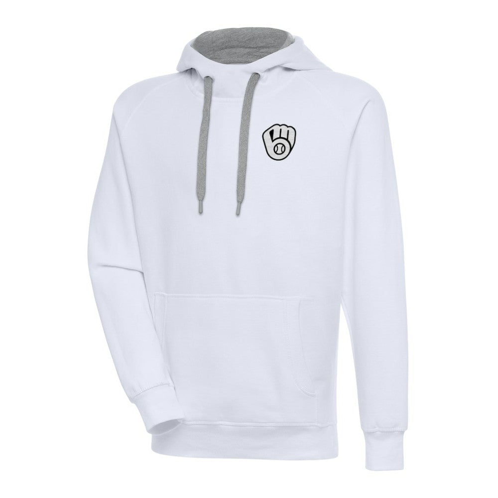 Milwaukee Brewers Antigua Metallic Victory Pullover Hoodie White