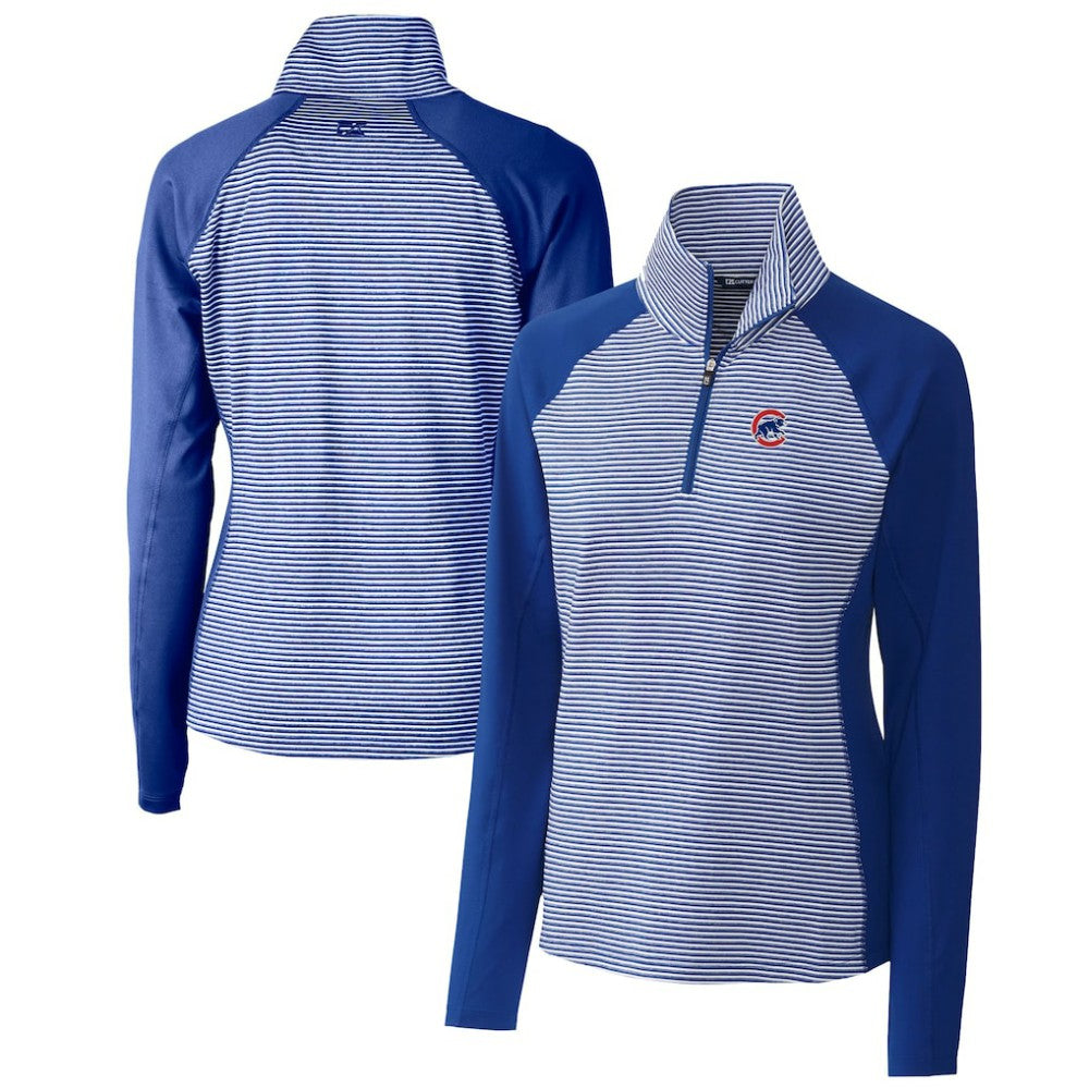 Chicago Cubs Cutter & Buck Women's DryTec Forge Tonal Stripe Half-Zip Top Royal