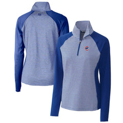 Chicago Cubs Cutter & Buck Women's DryTec Forge Tonal Stripe Half-Zip Top Royal
