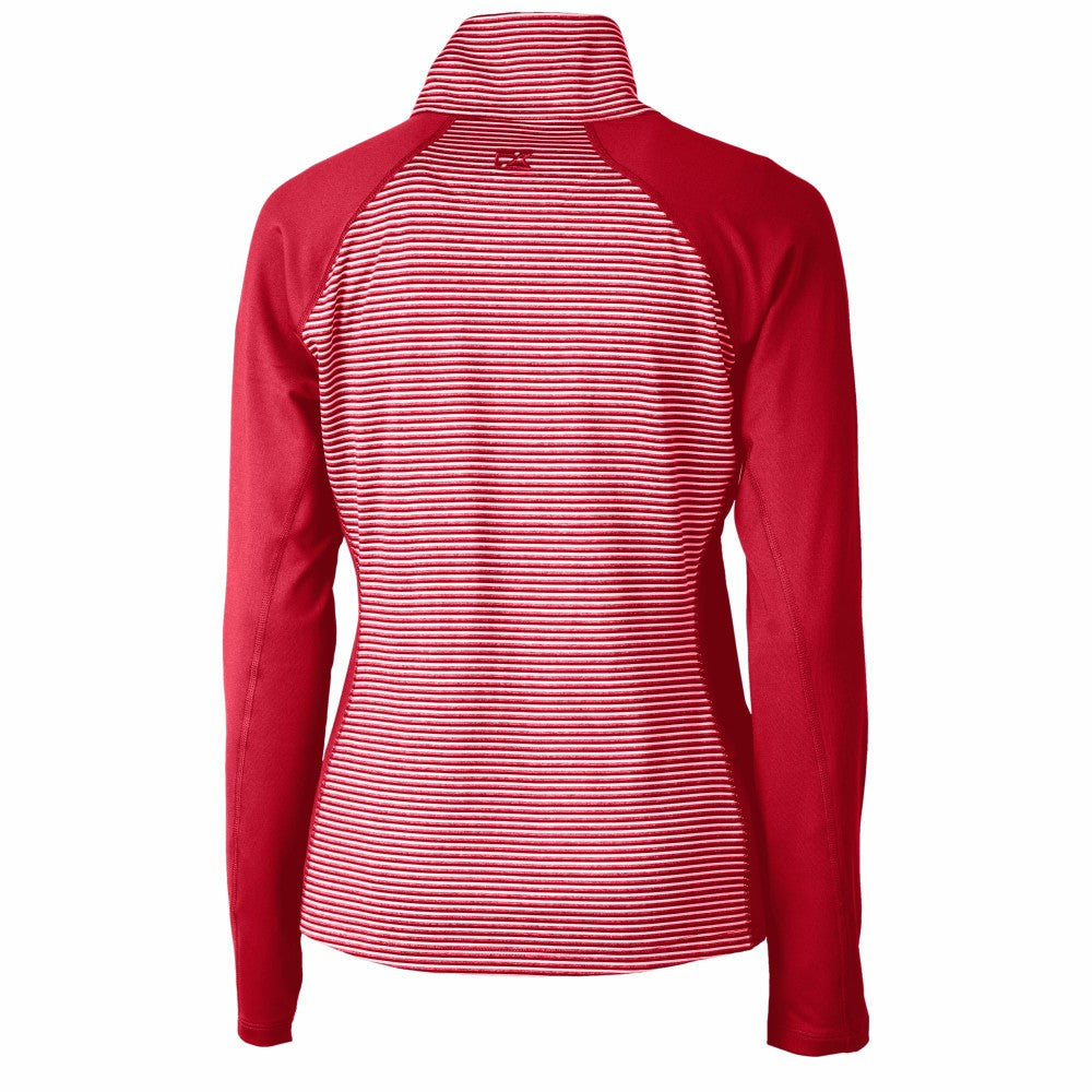 Cleveland Guardians Cutter & Buck Women's DryTec Forge Tonal Stripe Half-Zip Top Red