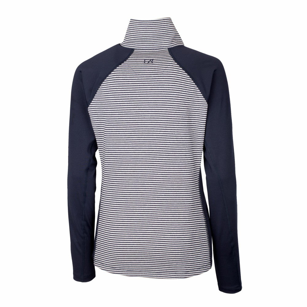 Milwaukee Brewers Cutter & Buck Women's DryTec Forge Tonal Stripe Half-Zip Top Navy