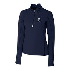 Detroit Tigers Cutter & Buck Women's DryTec Traverse Stretch Quarter-Zip Pullover Top Navy