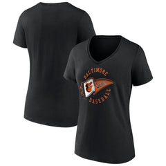 Baltimore Orioles Women's Hometown Baltimore Pennant V-Neck T-Shirt Black