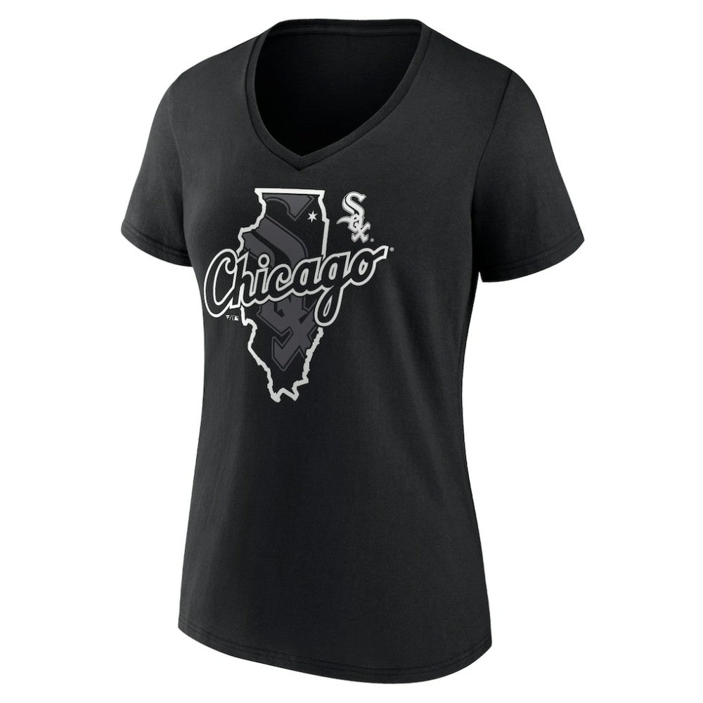 Chicago White Sox Women's Hometown Sox State V-Neck T-Shirt Black