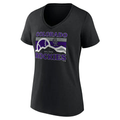 Colorado Rockies Women's Hometown Mountain Scene V-Neck T-Shirt Black