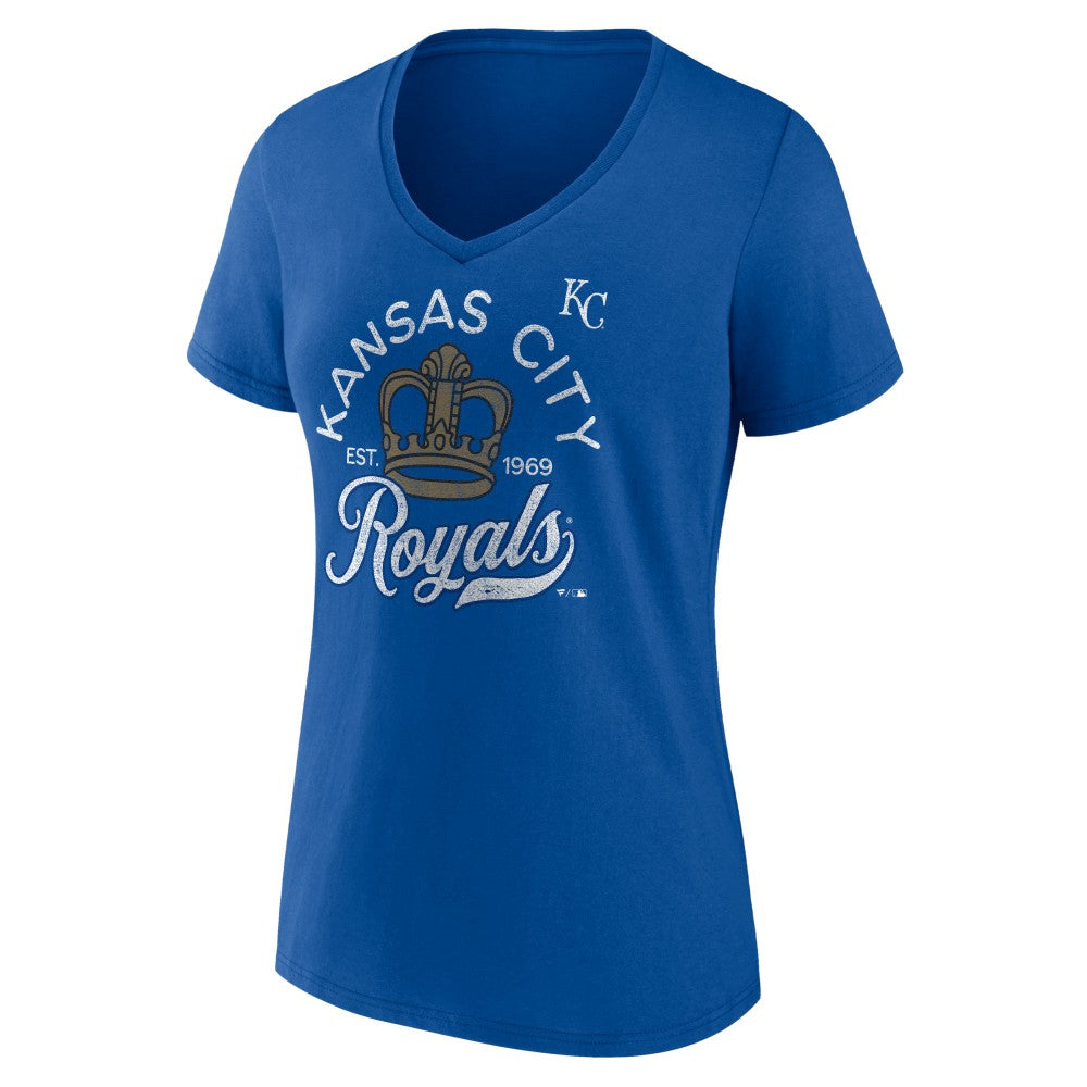 Kansas City Royals Women's Hometown Retro Crown V-Neck T-Shirt Royal