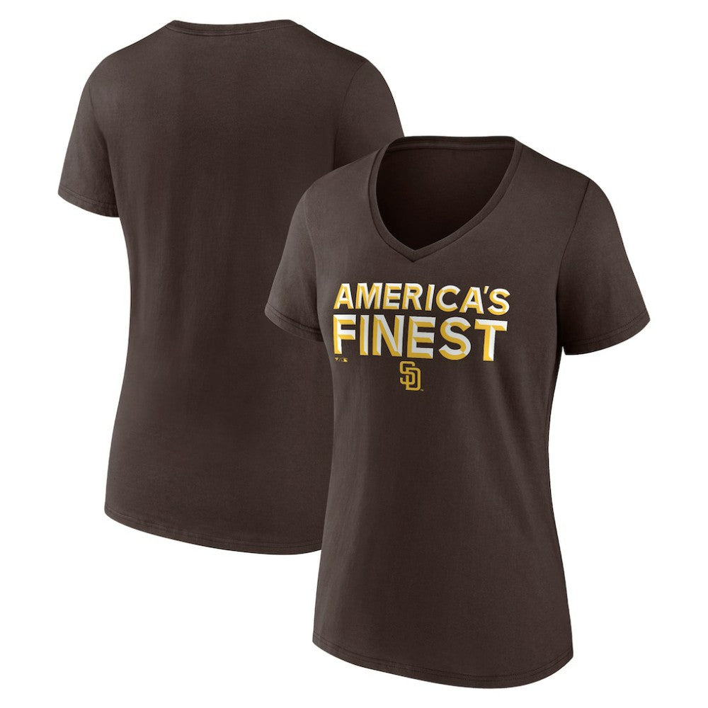 San Diego Padres Women's Hometown 619 Beisbol V-Neck T-Shirt Brown