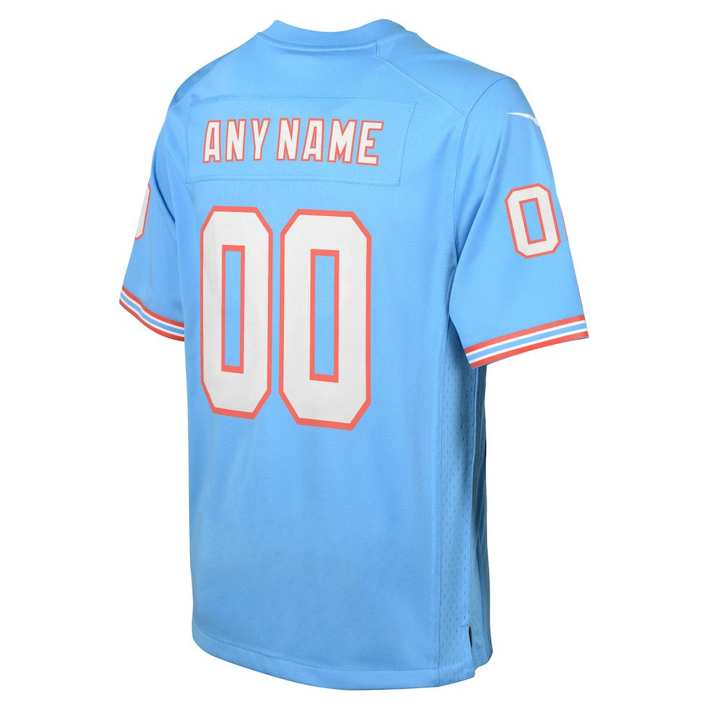 Tennessee Titans Youth Oilers Throwback Custom Game Jersey - Light Blue