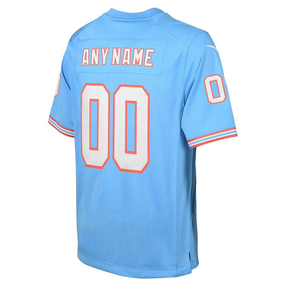 Tennessee Titans Youth Oilers Throwback Custom Game Jersey - Light Blue