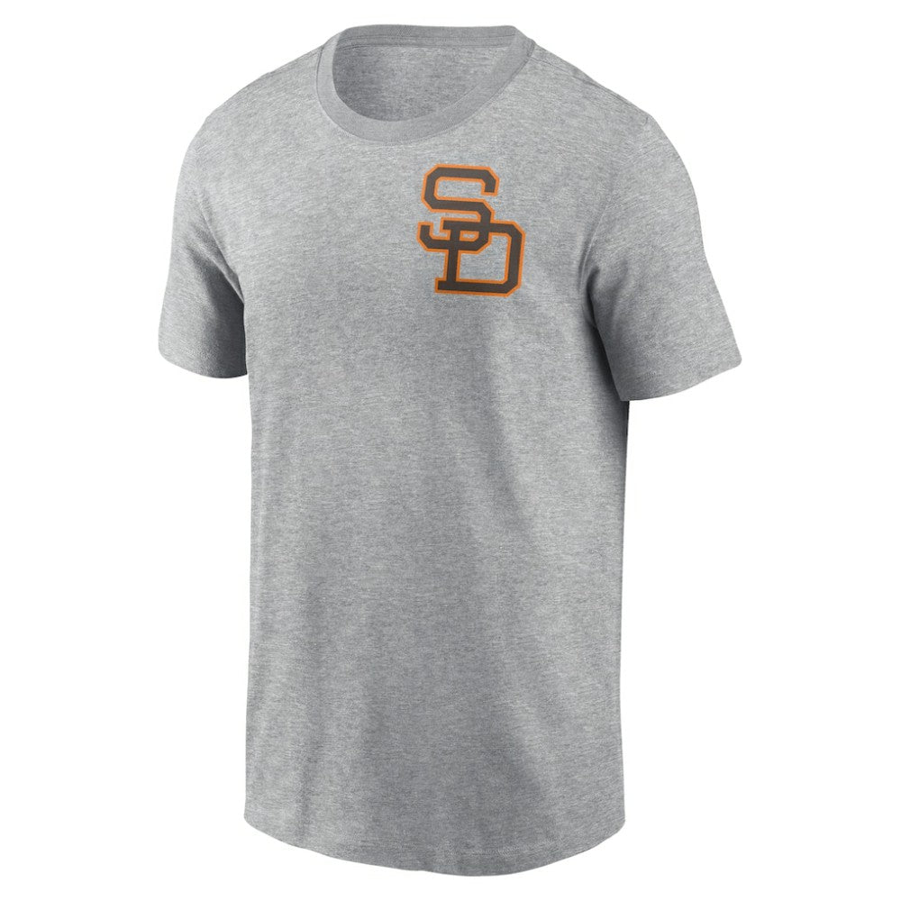 San Diego Padres Cooperstown Collection Large Logo 2-Hit T-Shirt Heather Gray | Nike