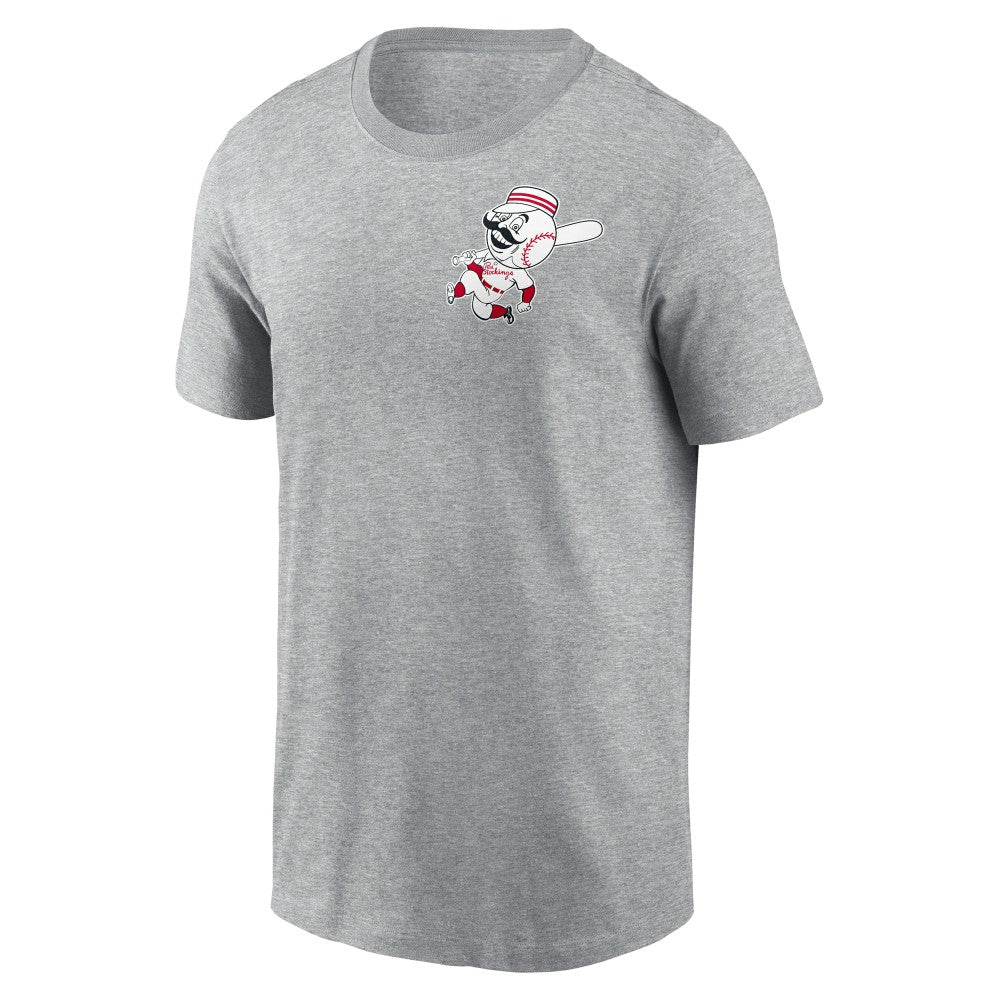 Cincinnati Reds Cooperstown Collection Large Logo 2-Hit T-Shirt Heather Gray | Nike