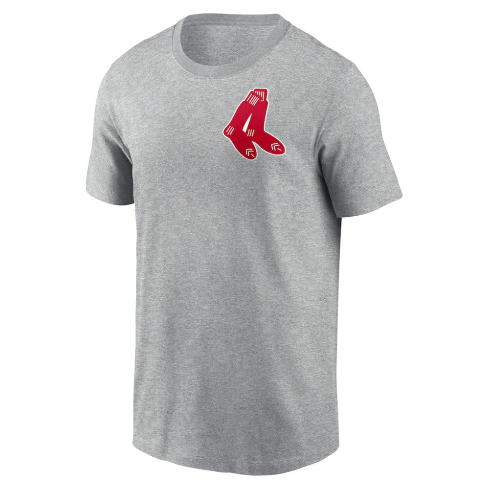 Boston Red Sox Cooperstown Collection Large Logo 2-Hit T-Shirt Heather Gray | Nike