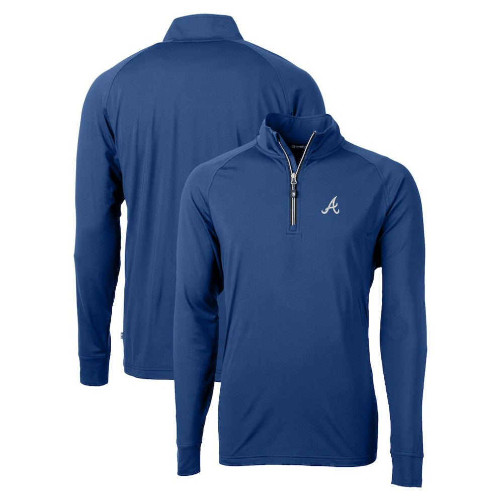 Atlanta Braves Cutter & Buck Adapt Eco Knit Stretch Recycled Quarter-Zip Pullover Top Blue