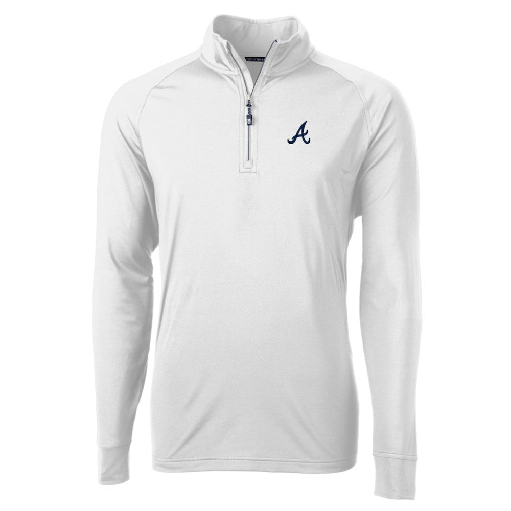 Atlanta Braves Cutter & Buck Adapt Eco Knit Stretch Recycled Quarter-Zip Pullover Top White