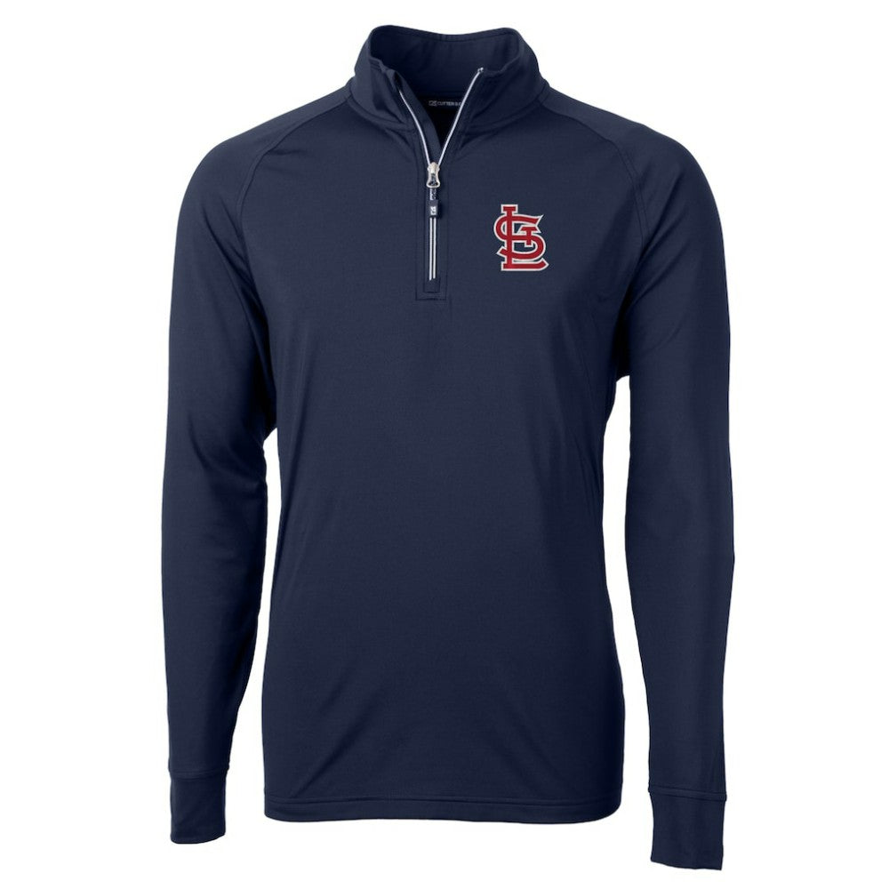 St. Louis Cardinals Cutter & Buck Adapt Eco Knit Stretch Recycled Quarter-Zip Pullover Top Navy