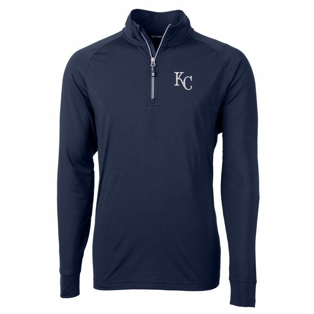 Kansas City Royals Cutter & Buck Adapt Eco Knit Stretch Recycled Quarter-Zip Pullover Top Navy