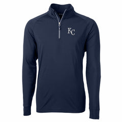 Kansas City Royals Cutter & Buck Adapt Eco Knit Stretch Recycled Quarter-Zip Pullover Top Navy