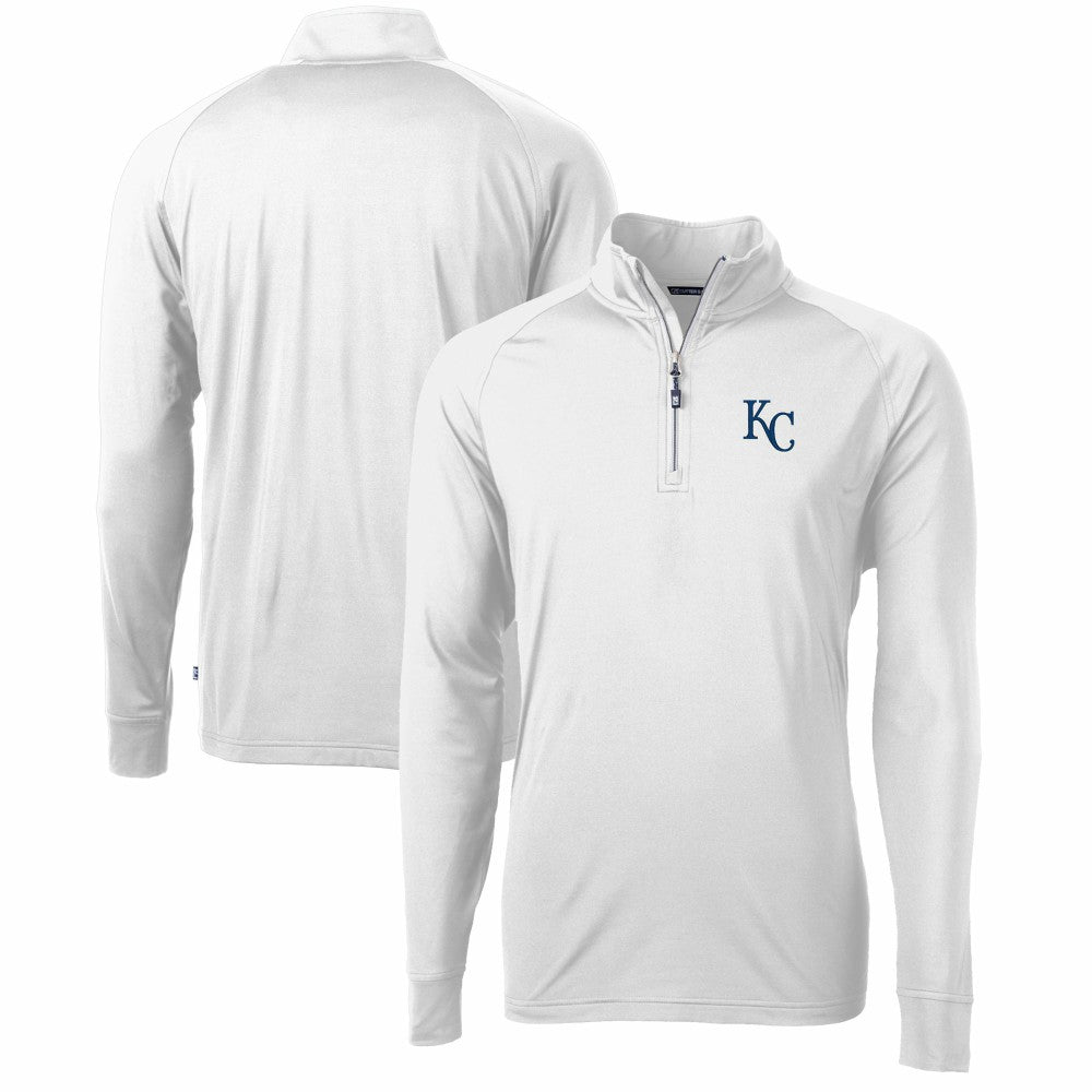 Kansas City Royals Cutter & Buck Adapt Eco Knit Stretch Recycled Quarter-Zip Pullover Top White