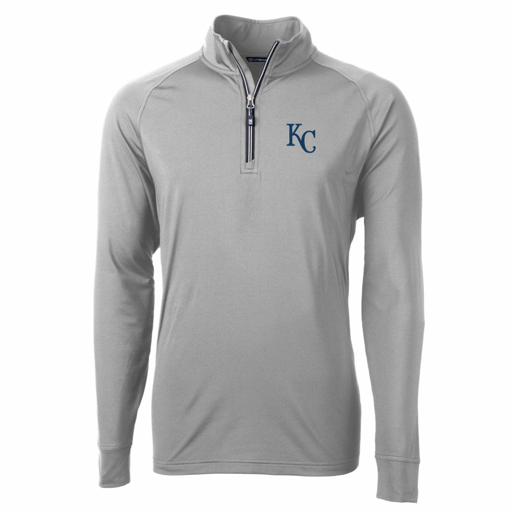 Kansas City Royals Cutter & Buck Adapt Eco Knit Stretch Recycled Quarter-Zip Pullover Top Gray