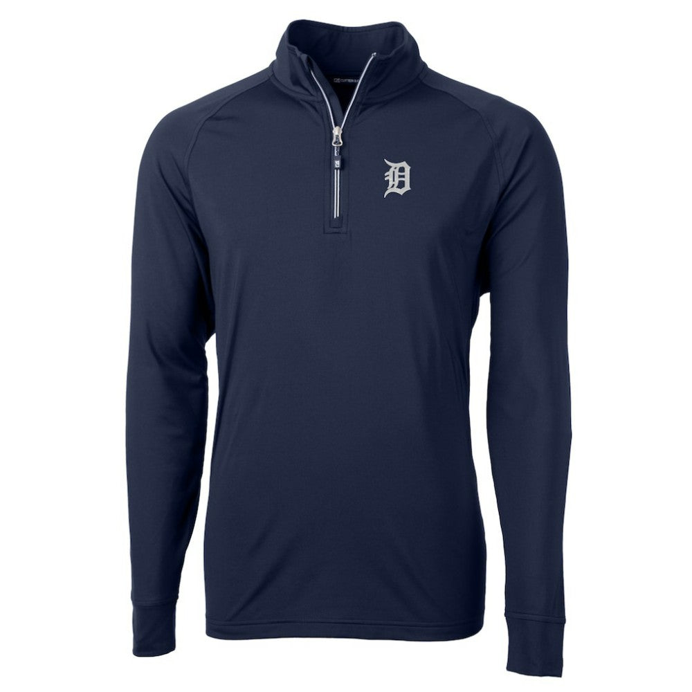 Detroit Tigers Cutter & Buck Adapt Eco Knit Stretch Recycled Quarter-Zip Pullover Top Navy