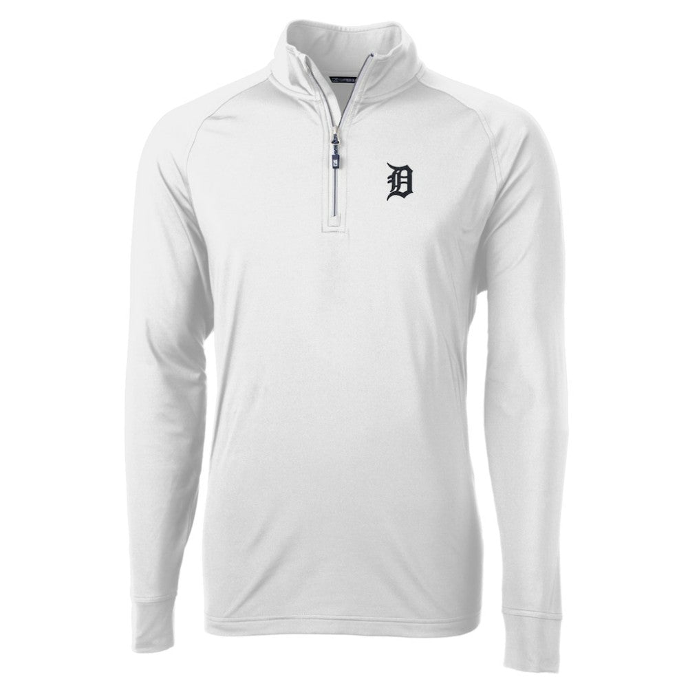 Detroit Tigers Cutter & Buck Adapt Eco Knit Stretch Recycled Quarter-Zip Pullover Top White