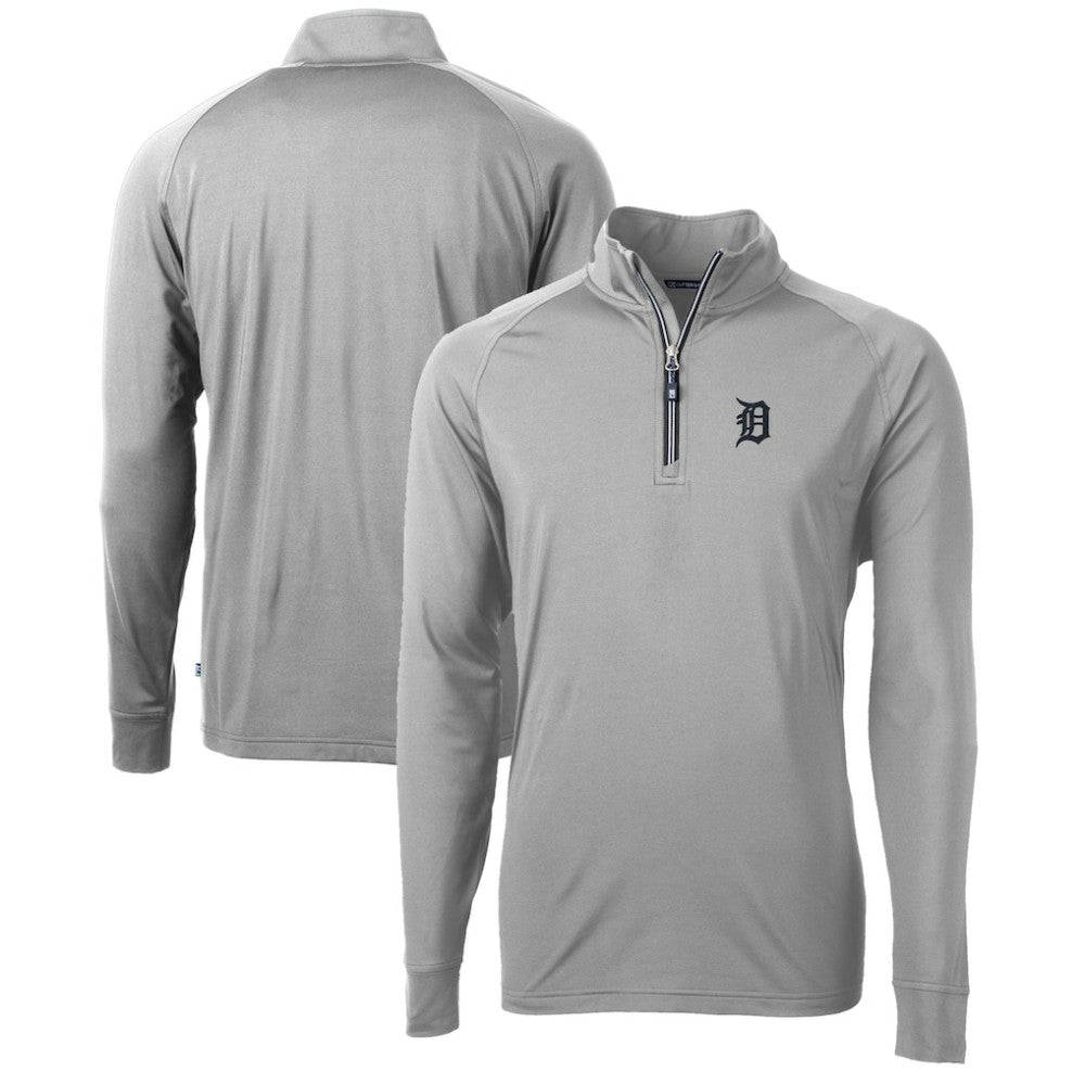 Detroit Tigers Cutter & Buck Adapt Eco Knit Stretch Recycled Quarter-Zip Pullover Top Gray