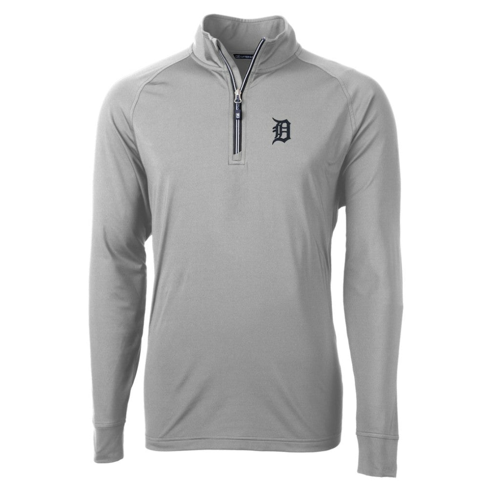Detroit Tigers Cutter & Buck Adapt Eco Knit Stretch Recycled Quarter-Zip Pullover Top Gray