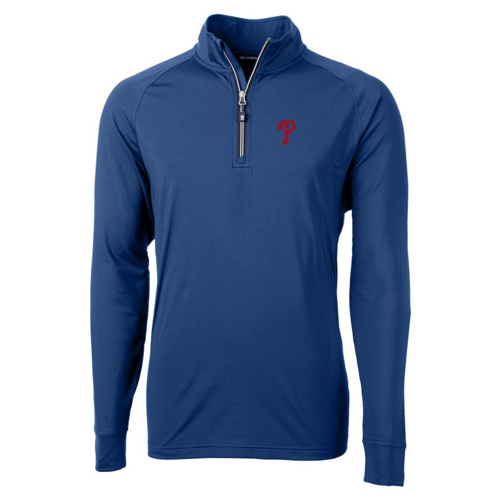 Philadelphia Phillies Cutter & Buck Adapt Eco Knit Stretch Recycled Quarter-Zip Pullover Top Royal