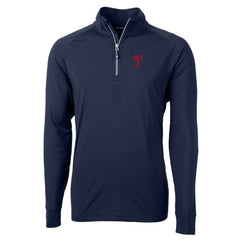 Philadelphia Phillies Cutter & Buck Adapt Eco Knit Stretch Recycled Quarter-Zip Pullover Top Navy